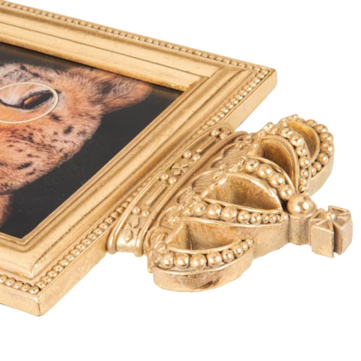 Maisons du Monde EDWARD - Marco de fotos con diseño de leopardo de resina dorada En oferta