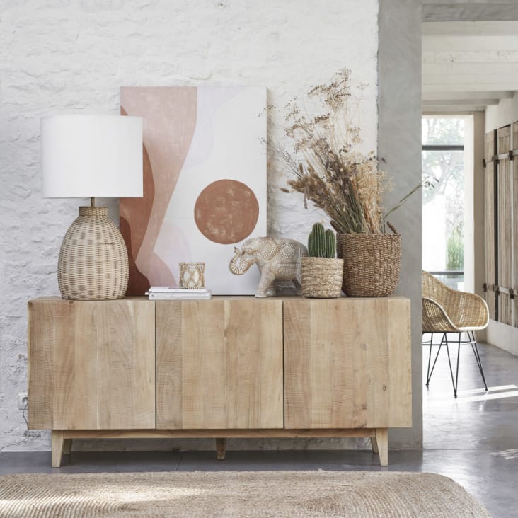 Maisons du Monde MANDALA - Estatua de elefante tallada con mandala marrón blanco Alt. 28 Oferta especial