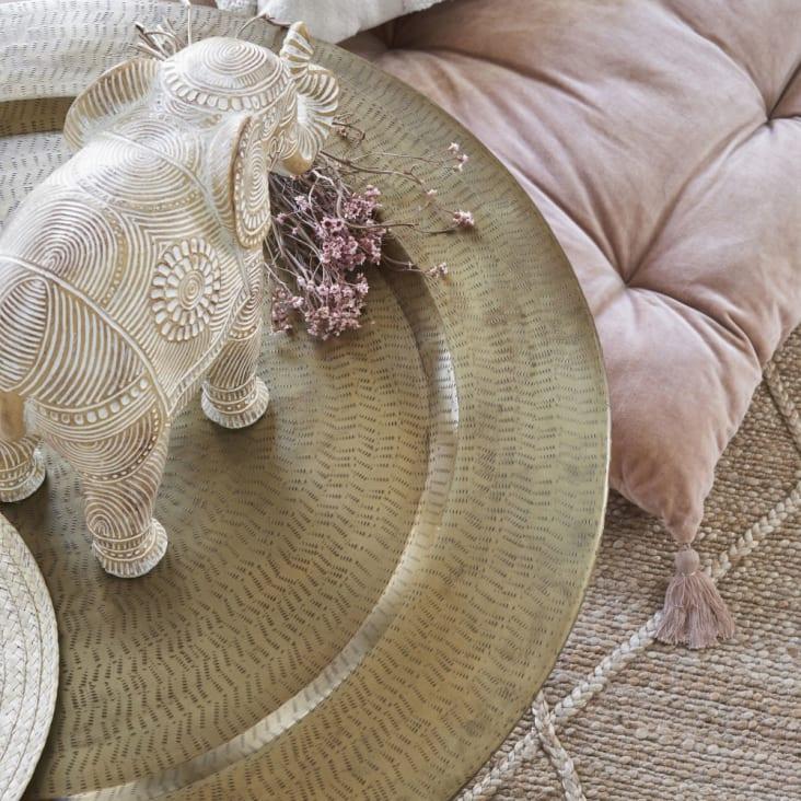 Maisons du Monde MANDALA - Estatua de elefante tallada con mandala marrón blanco Alt. 28 Oferta especial