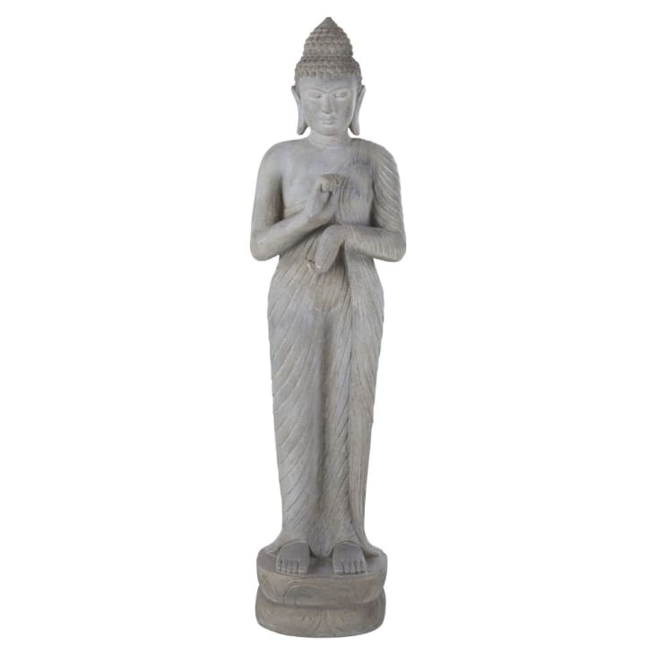 Maisons du Monde MARACANA - Estatua de jardín de buda gris blanca Alt. 158