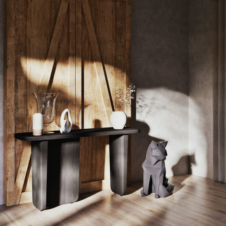 Maisons du Monde Arthur - Figura decorativa de zorro negro de 65 cm Libre de impuestos
