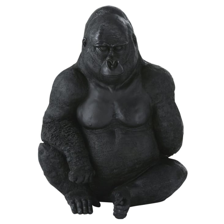 Maisons du Monde NEOBROUSSE - Estatua de jardín de gorila sentado negra mate Alt. 83