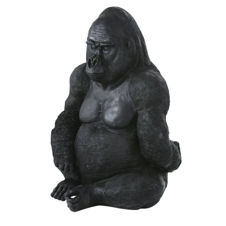 Maisons du Monde NEOBROUSSE - Estatua de jardín de gorila sentado negra mate Alt. 83 Descuento por venta flash