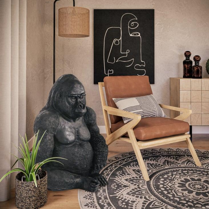 Maisons du Monde NEOBROUSSE - Estatua de jardín de gorila sentado negra mate Alt. 83 Descuento por venta flash