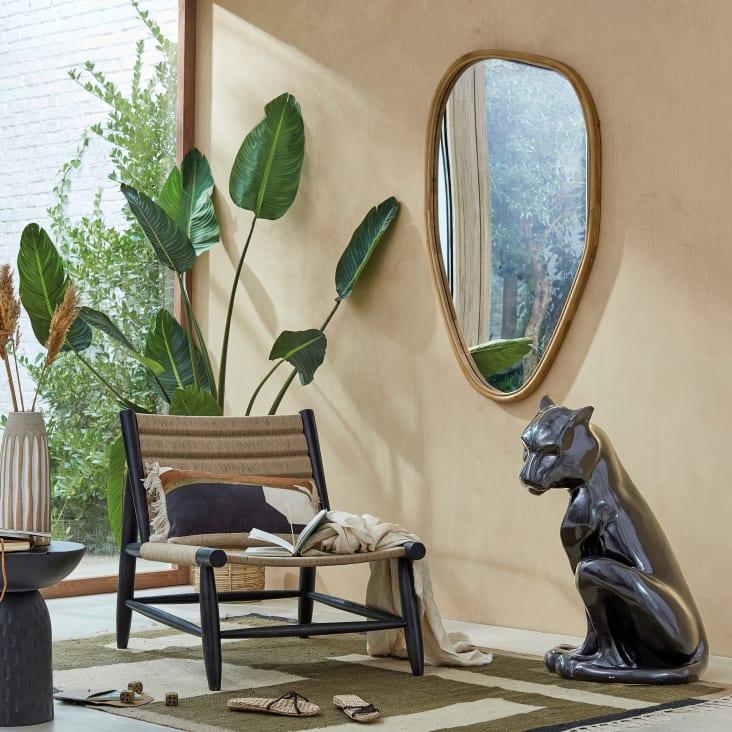 Maisons du Monde Figura de tigre de magnesita reciclada negra Alt.80 Grandes ahorros