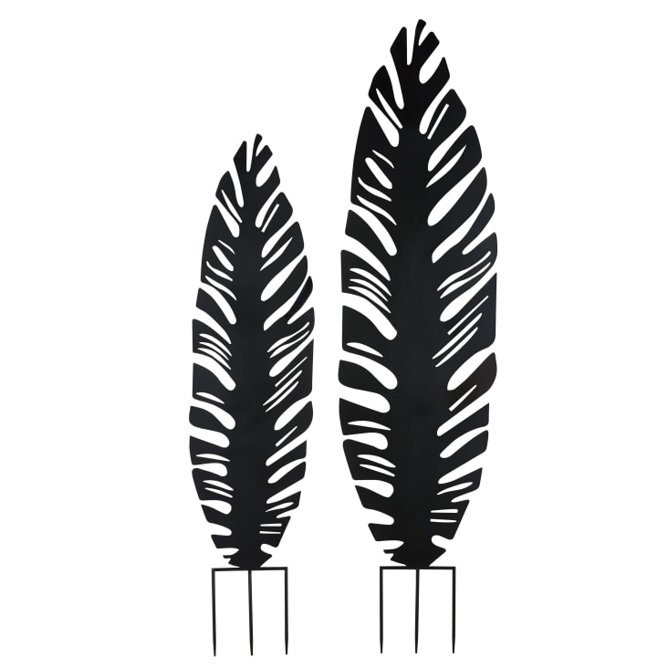 Maisons du Monde MANADO - Hojas decorativas de exterior de metal negro (x2)