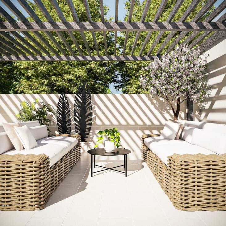 Maisons du Monde MANADO - Hojas decorativas de exterior de metal negro (x2) En línea