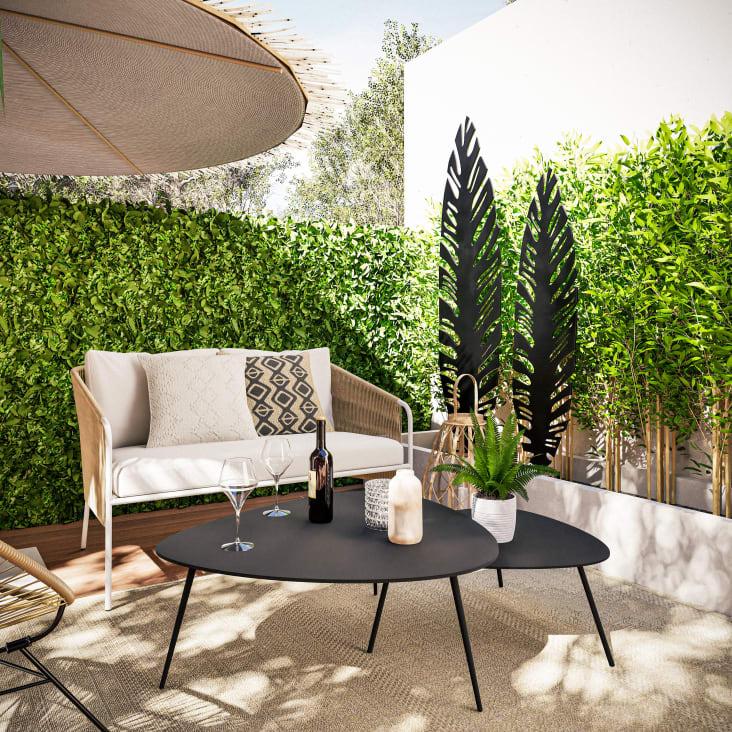 Maisons du Monde MANADO - Hojas decorativas de exterior de metal negro (x2) En línea