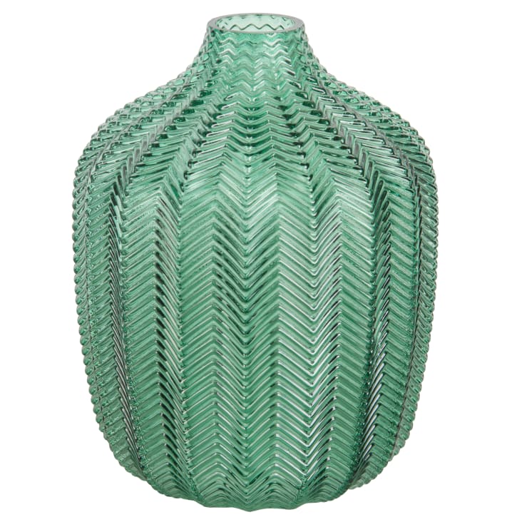 Maisons du Monde Jarrón de cristal tintado verde H18