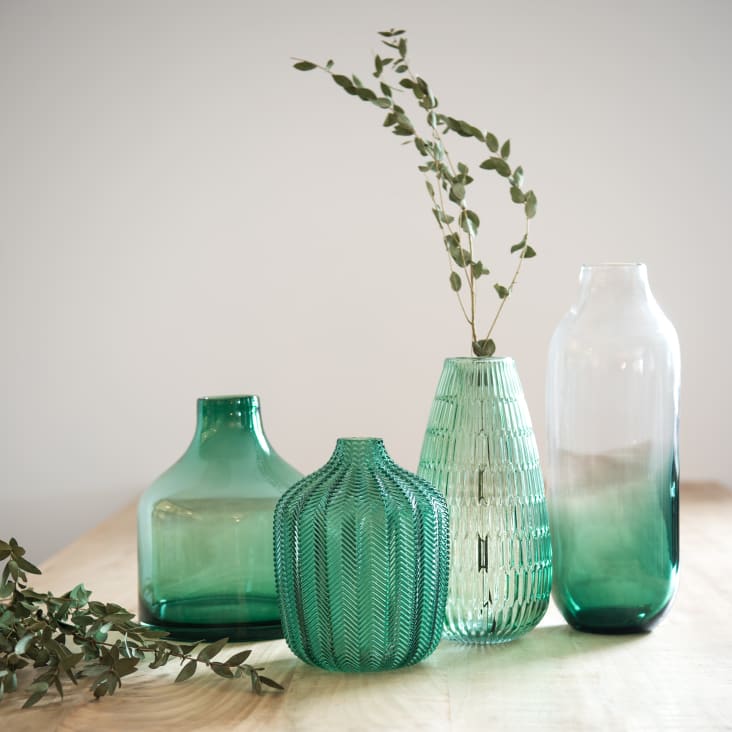 Maisons du Monde Jarrón de cristal tintado verde H18 Rebajas