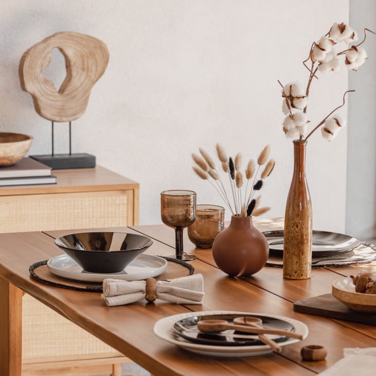 Maisons du Monde Tallos de algodón seco blanco y marrón Rebajas de fábrica