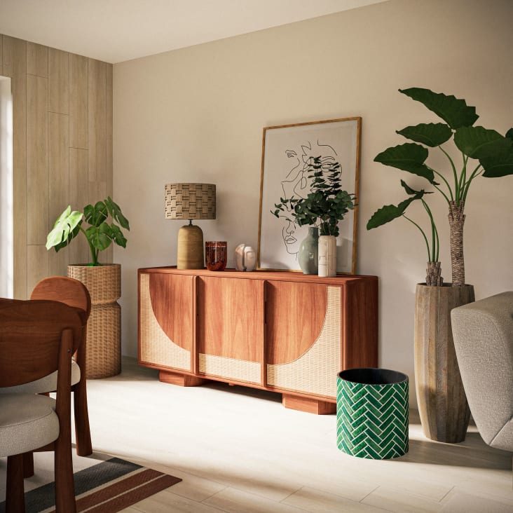 Maisons du Monde NEIL - Planta artificial verde con macetero de cemento negro ÚLTIMAS EDICIONES