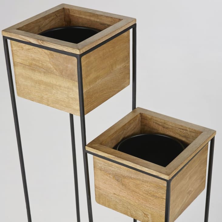 Maisons du Monde Bandeja para 4 plantas de mango y hierro reciclado negro Últimos 2 días