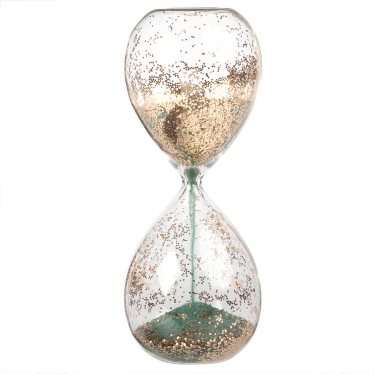 Maisons du Monde Reloj de arena verde y dorado de cristal Liquidación