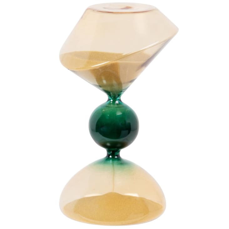Maisons du Monde Reloj de arena de cristal beige y verde