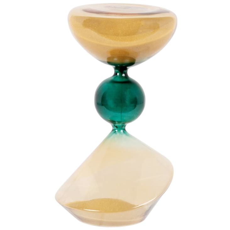 Maisons du Monde Reloj de arena de cristal beige y verde Envío internacional gratuito