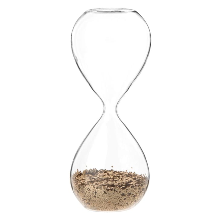 Maisons du Monde COPPER - Reloj de arena de cristal con purpurina Ahorra y exporta