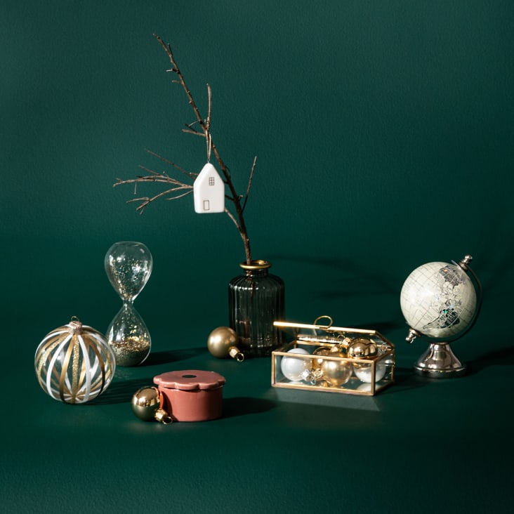 Maisons du Monde COPPER - Reloj de arena de cristal con purpurina Ahorra y exporta