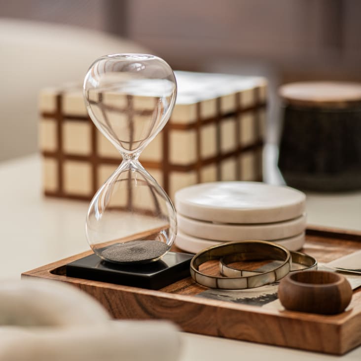 Maisons du Monde Reloj de arena imantado de cristal sobre base negra Libre de impuestos
