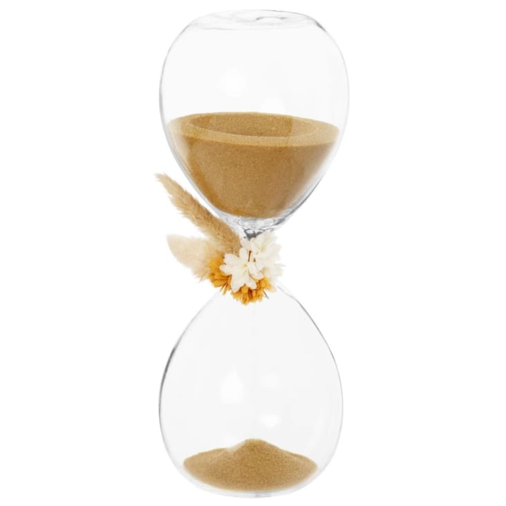 Maisons du Monde Reloj de arena de cristal con ornamento de flor seca Descuentos del mes
