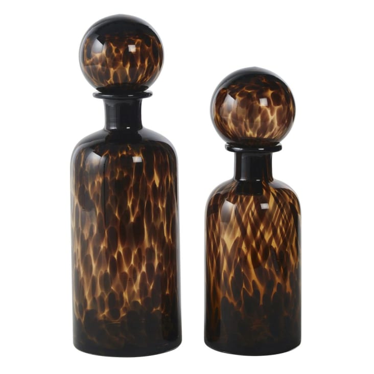 Maisons du Monde BECKERO - Frascos decorativos de cristal tintado marrón y negro Alt. 35 (x2)