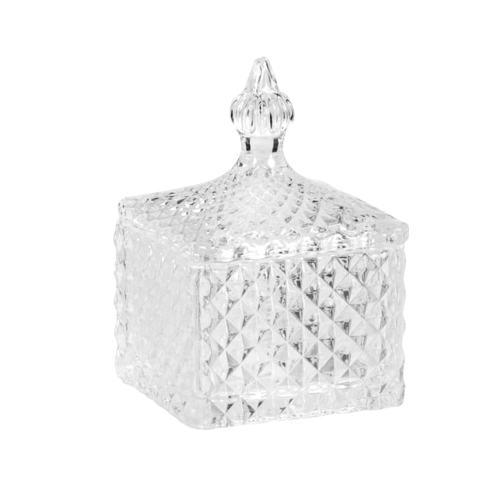 Maisons du Monde Sofy - Bombonera cuadrada de vidrio tallado transparente altura 11 cm Descuento por venta flash