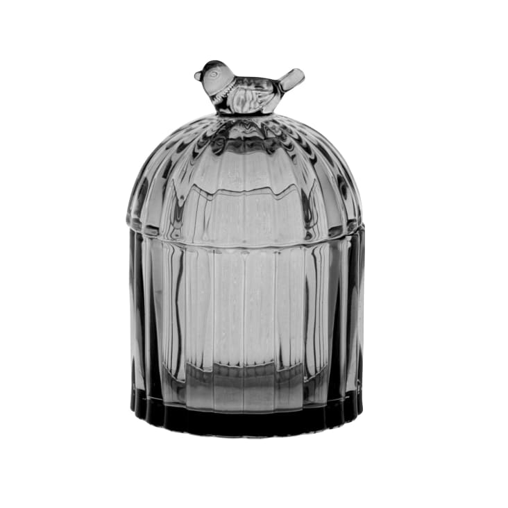 Maisons du Monde Oiseau - Bombonera con campana y pájaro de cristal gris Alt. 12 cm