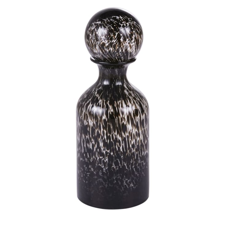 Maisons du Monde Frasco pequeño de vidrio soplado negro moteado