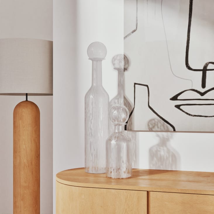 Maisons du Monde CUBANO - Frasco decorativo de cristal transparente y blanco Alt. 36 Rebajas de fin de temporada