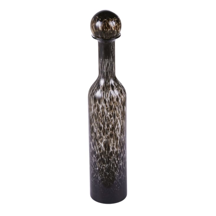 Maisons du Monde Frasco grande de vidrio soplado negro moteado