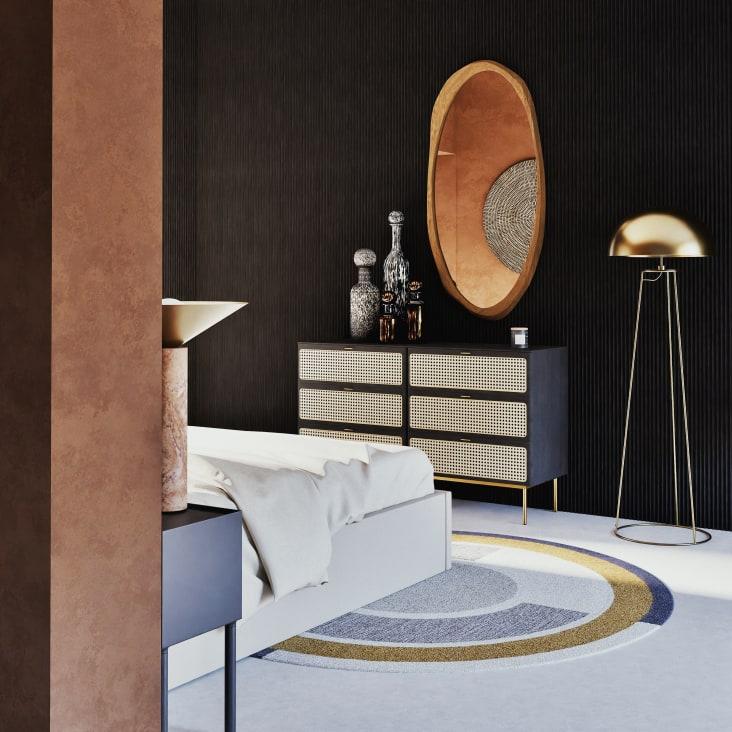 Maisons du Monde Frasco grande de vidrio soplado negro moteado Precio ultrabajo