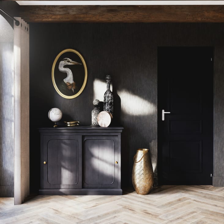 Maisons du Monde Frasco grande de vidrio soplado negro moteado Precio ultrabajo