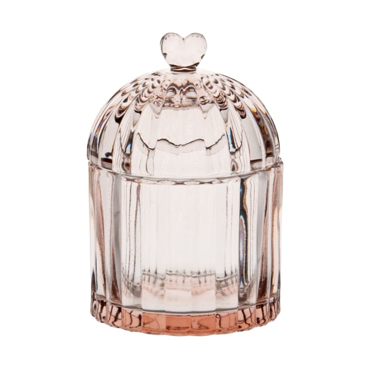 Maisons du Monde Cœur - Bombonera campana de vidrio rosa Alt. 12 cm En oferta