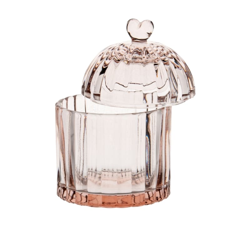 Maisons du Monde Cœur - Bombonera campana de vidrio rosa Alt. 12 cm En oferta
